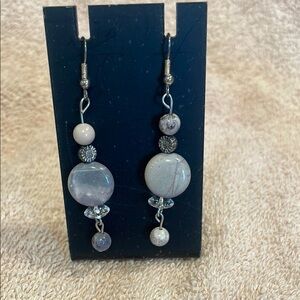 Elegant Silver and Cream Dangle Earrings